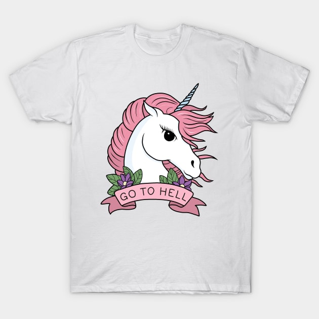 Go to Hell - Unicorn T-Shirt by valentinahramov